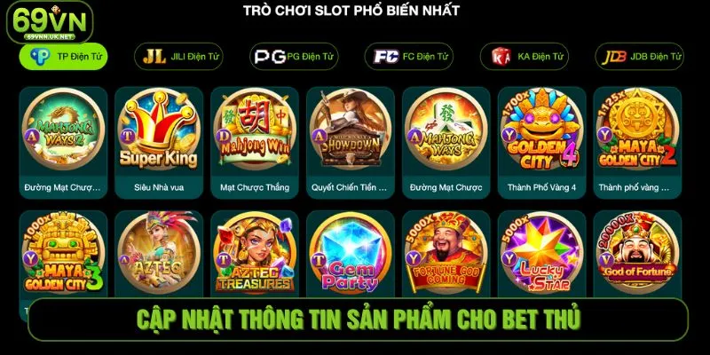Cập nhật thông tin sản phẩm cho bet thủ