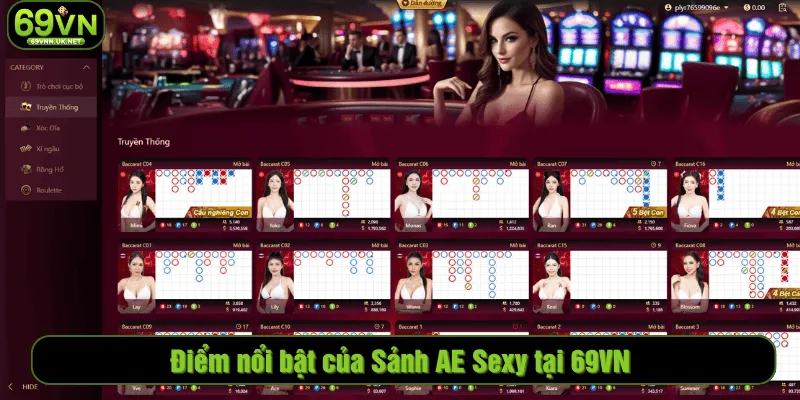 Điểm nổi bật của Sảnh AE Sexy tại 69VN