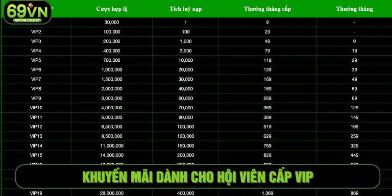 Khuyến mãi dành cho hội viên cấp VIP