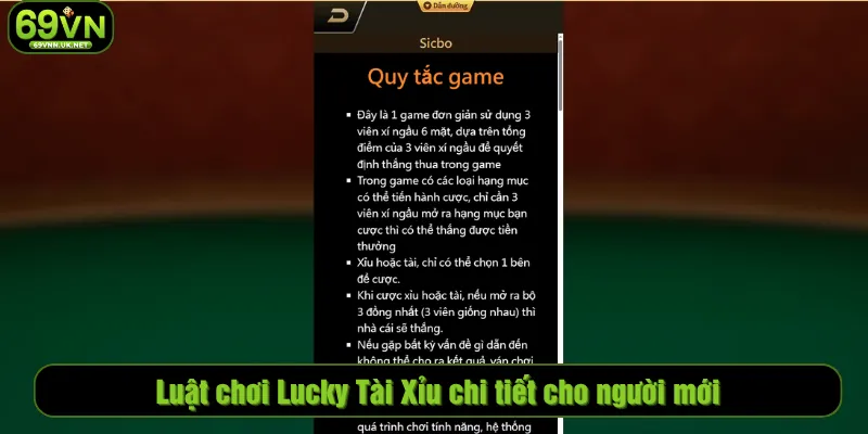Luật chơi Lucky Tài Xỉu chi tiết cho người mới