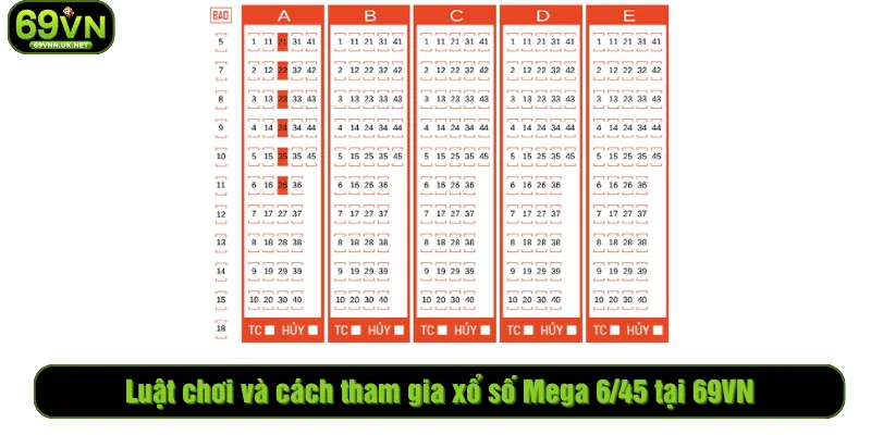 Luật chơi và cách tham gia xổ số Mega 6/45 tại 69VN
